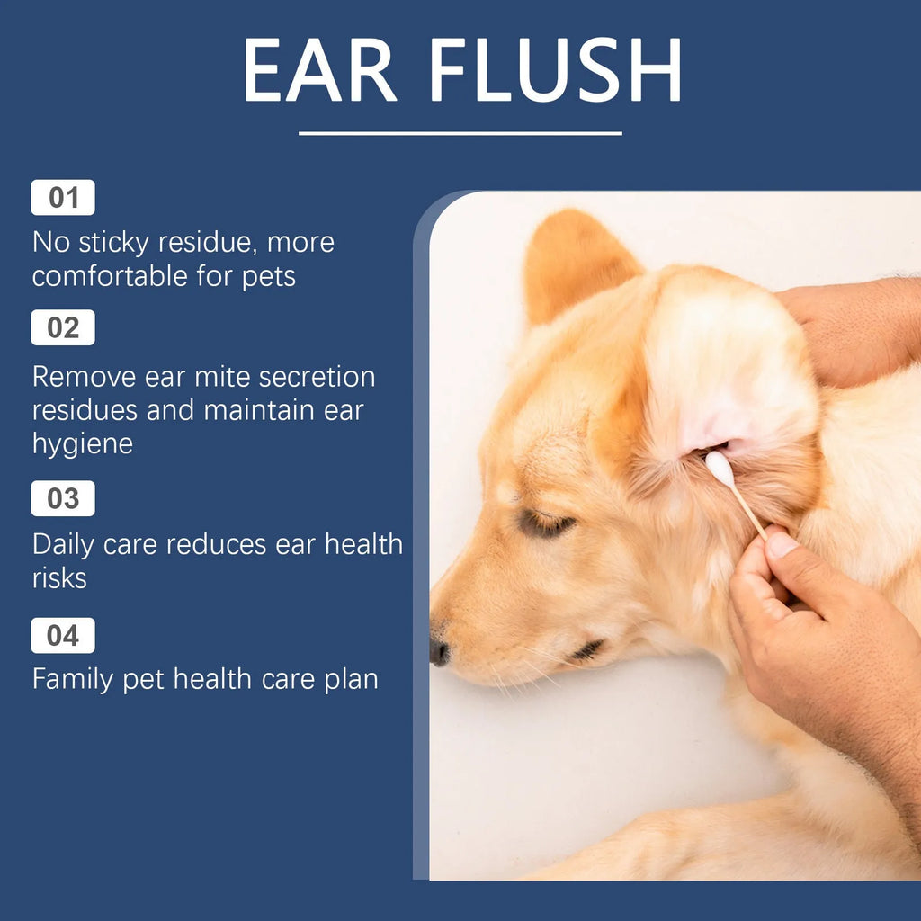 100ml bottle of gentle ear cleaner solution for dogs and cats to help remove wax and debris