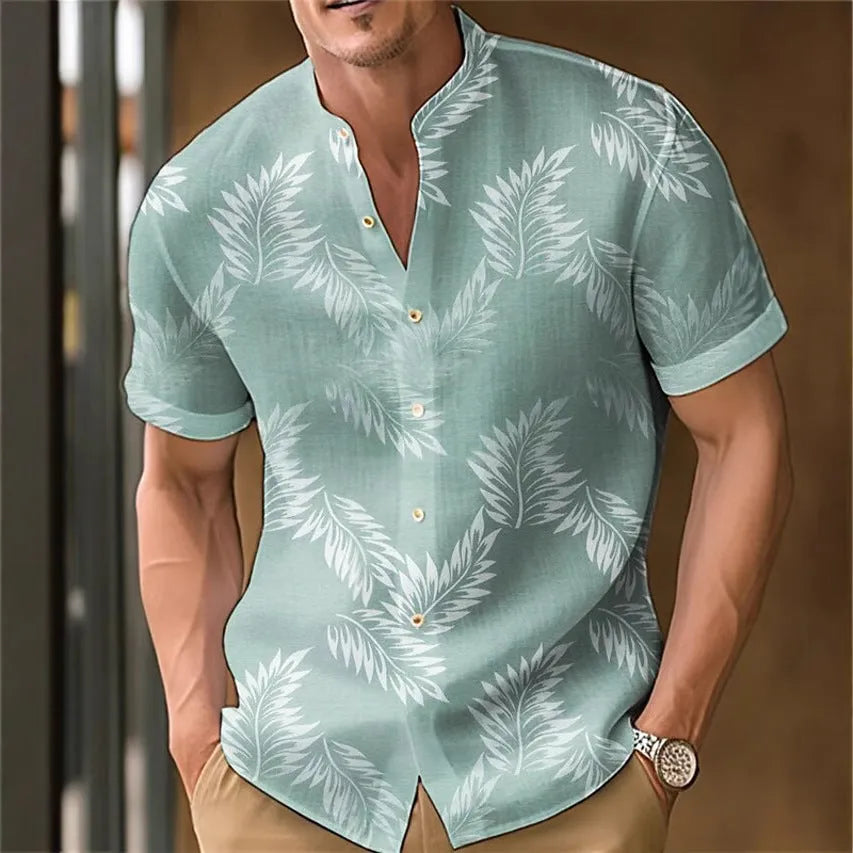 Men's printed casual shirt in polyester, available in multiple colours and sizes including XL and 4XL.