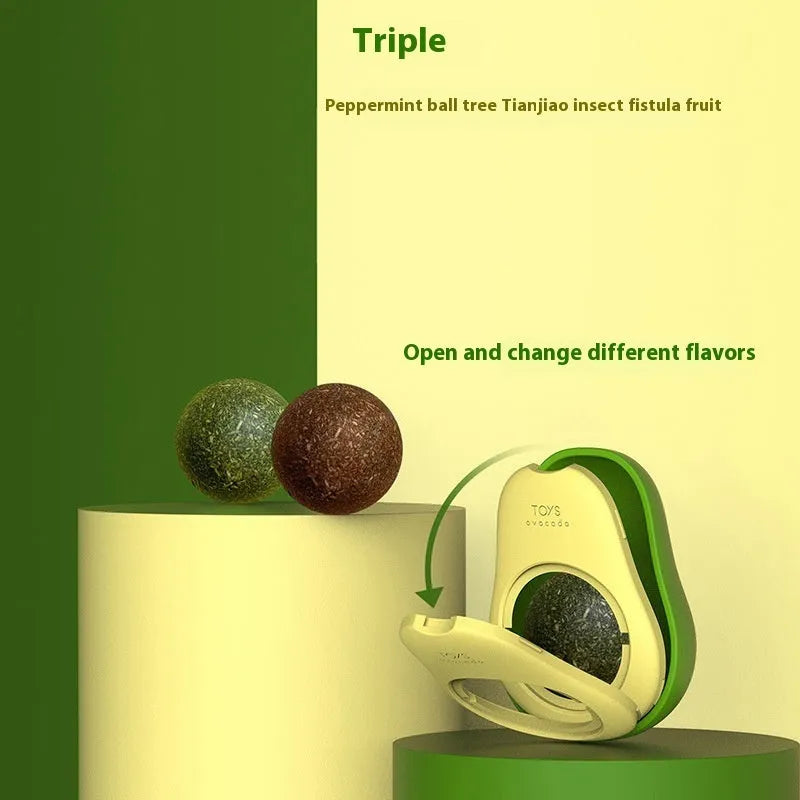 Plastic catnip ball toy in various colours with bite-resistant construction for cats