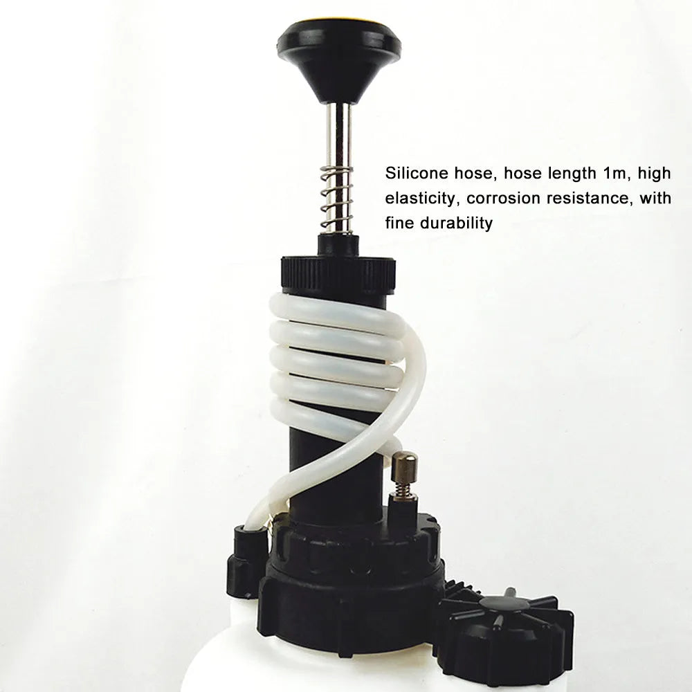 White 3-litre brake fluid reservoir tool with hose, dimensions 41cm long, for vehicle maintenance