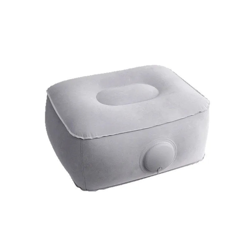 Press inflatable height increasing cushion showing folded portable design and flocking material texture