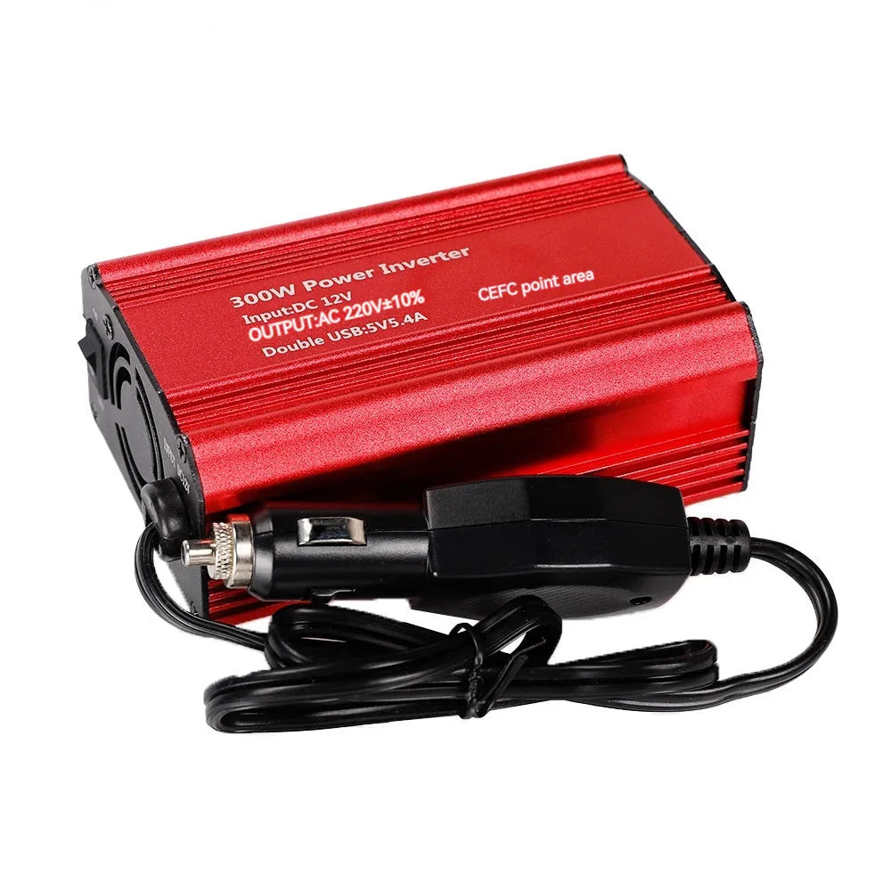 FM300X 300W modified wave car inverter with aluminium alloy shell, dual USB ports, and indicator light