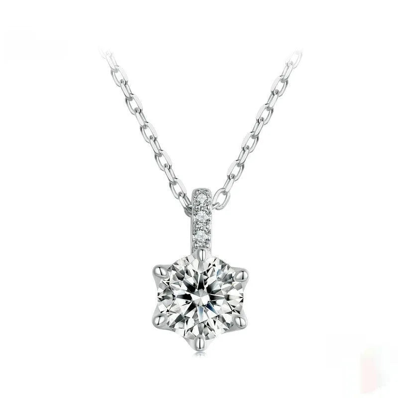 Moissanite 925 silver starry sky pendant necklace on O-ring chain, adjustable 41-50cm, natural style
