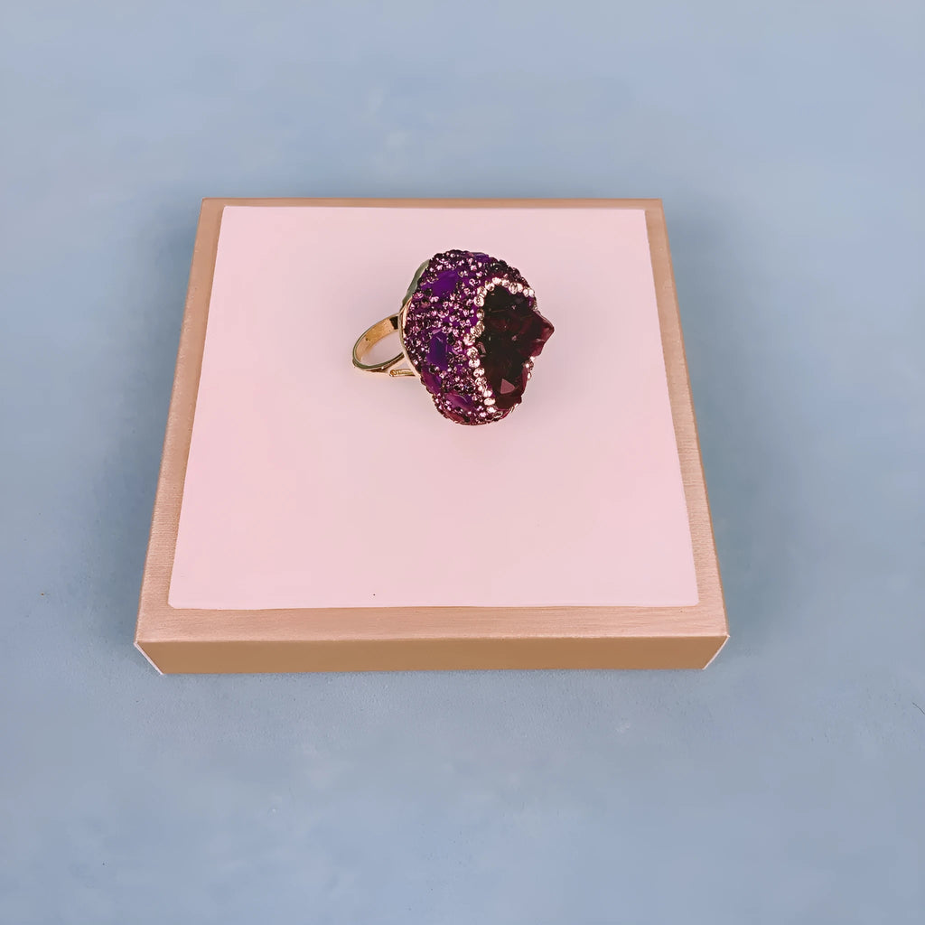 Natural Uruguay Amethyst Open Adjustable Ring Advanced Style Amethyst Colour