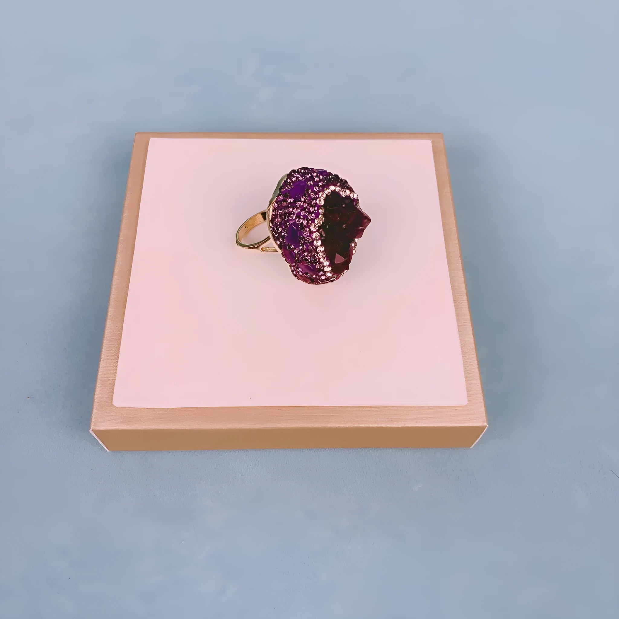 Natural Uruguay Amethyst Open Adjustable Ring Advanced Style Amethyst Colour