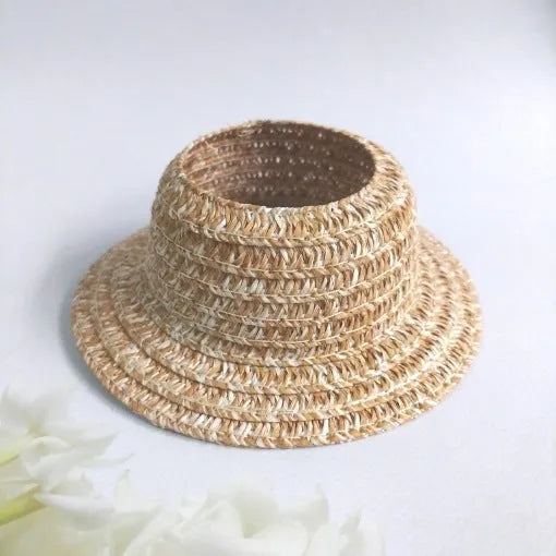 Papyrus straw hat with ear leakage coverage in seven colours, available in M and L
