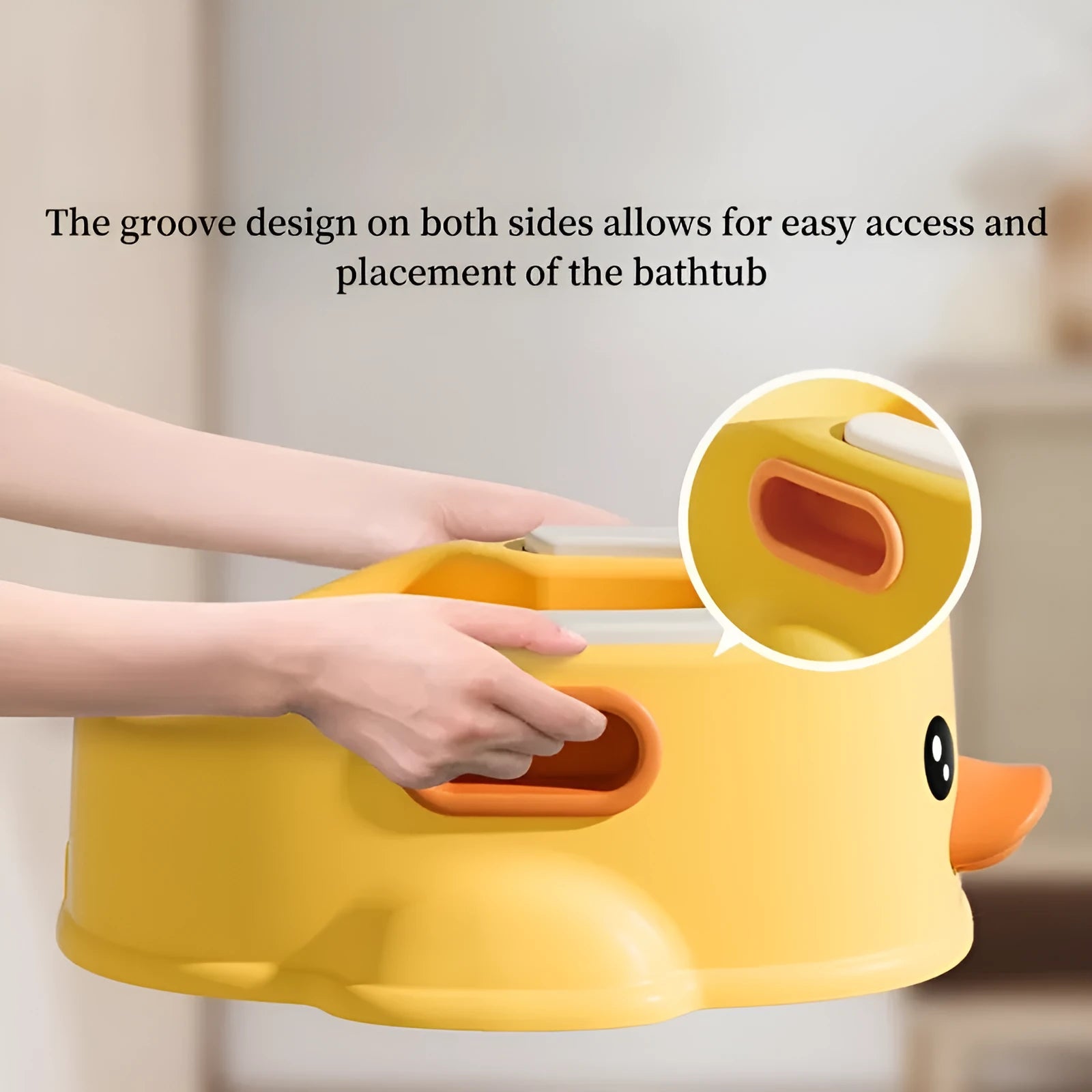 Blue PVC pet bathtub shaped like a duck for washing small dogs and cats.