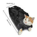 Black cat washing bag made from PU Oxford fabric, shown open at 28×17×2.5cm and folded to 10×10×3cm