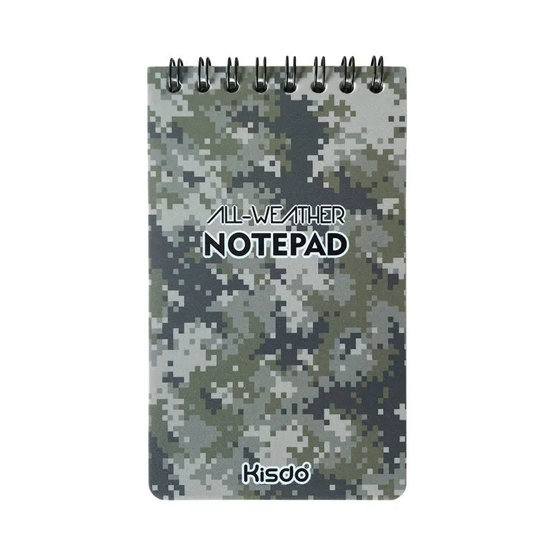 Waterproof spiral notebook with stone paper pages in camouflage colour options