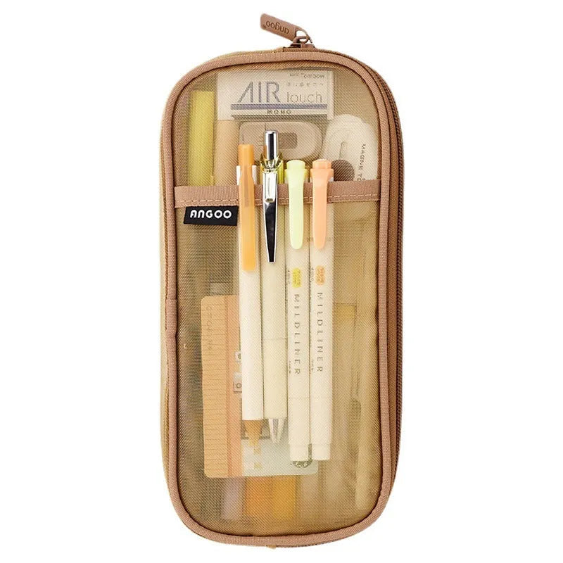 Square mesh pencil case in multiple colour options for stationery organisation