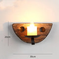 Industrial style retro nostalgic boat wood wall lamp with iron lampshade 35cm length European antique design