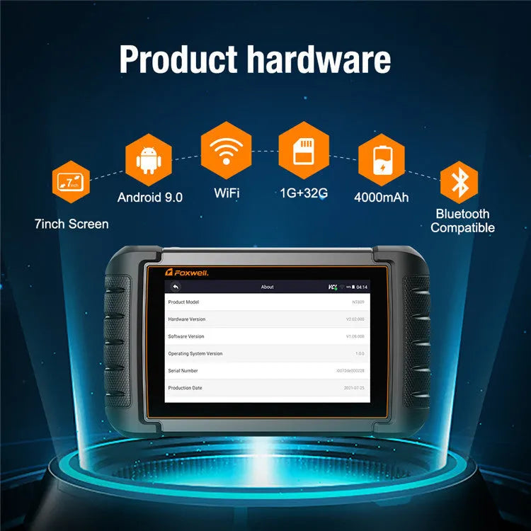 NT809 automotive full system diagnostic scanner main unit with OBDII cable and adapter