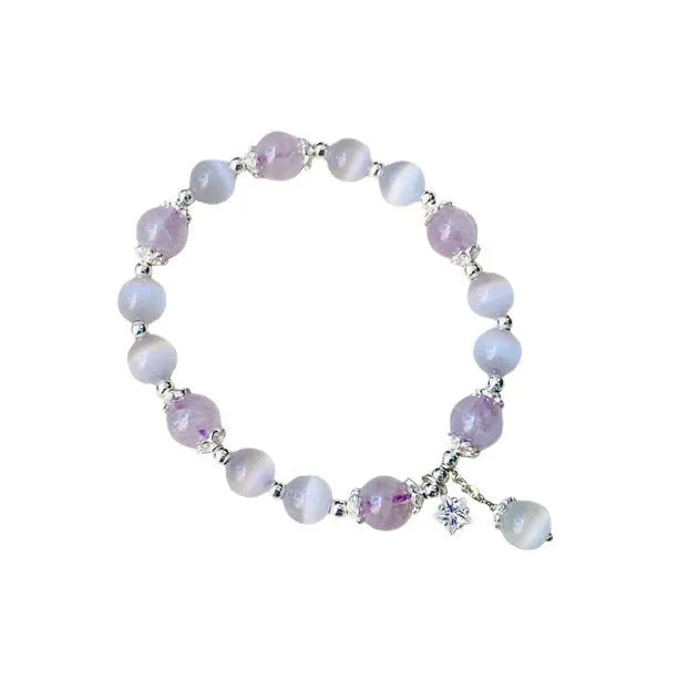 Opal amethyst crystal bracelet with moon charm over 20mm