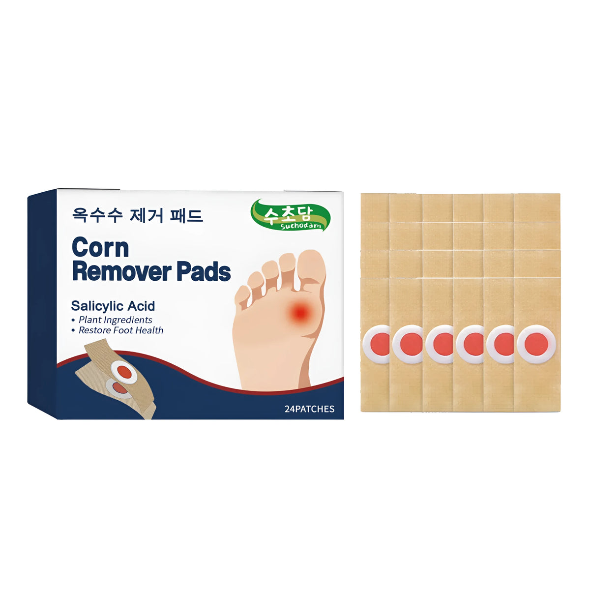Foot smooth patch 24 piece set with salicylic acid and Platycladus orientalis leaf extract smooth paste