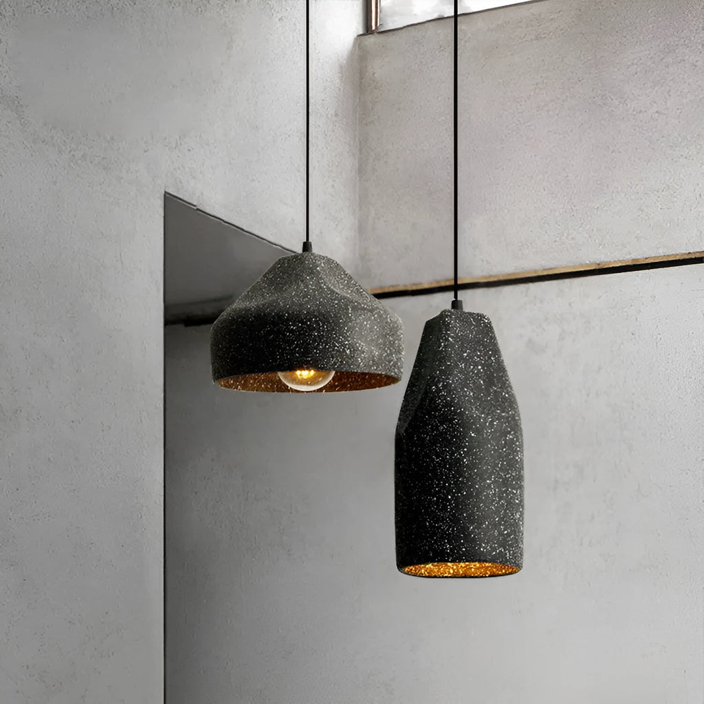 Nostalgic industrial style cement pendant light in sand black finish with Nordic design, ceiling mounted