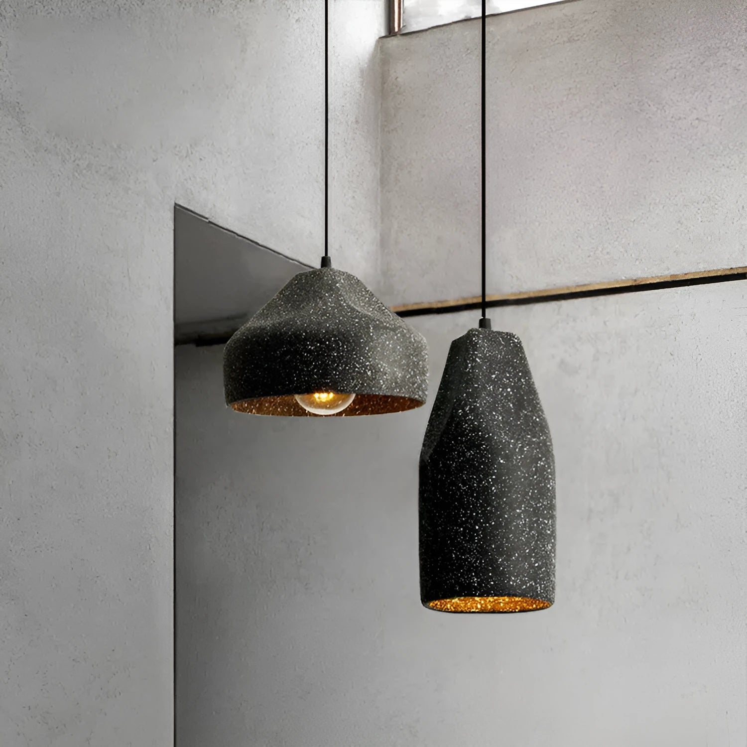 Nostalgic industrial style cement pendant light in sand black finish with Nordic design, ceiling mounted