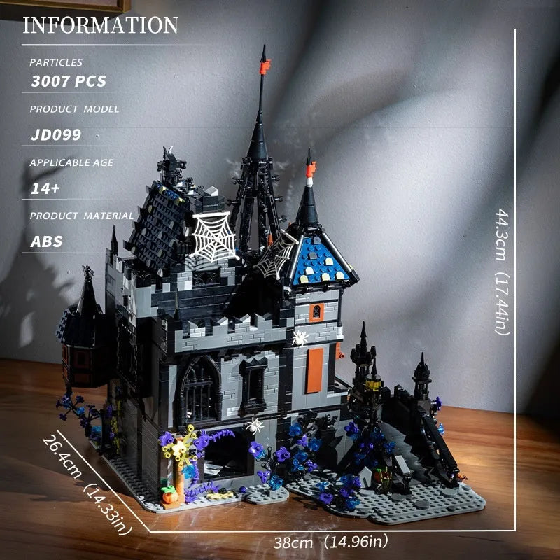 Horror Horror European Retro Castle Building Blocks JD099 small particle plastic set in net pocket packaging