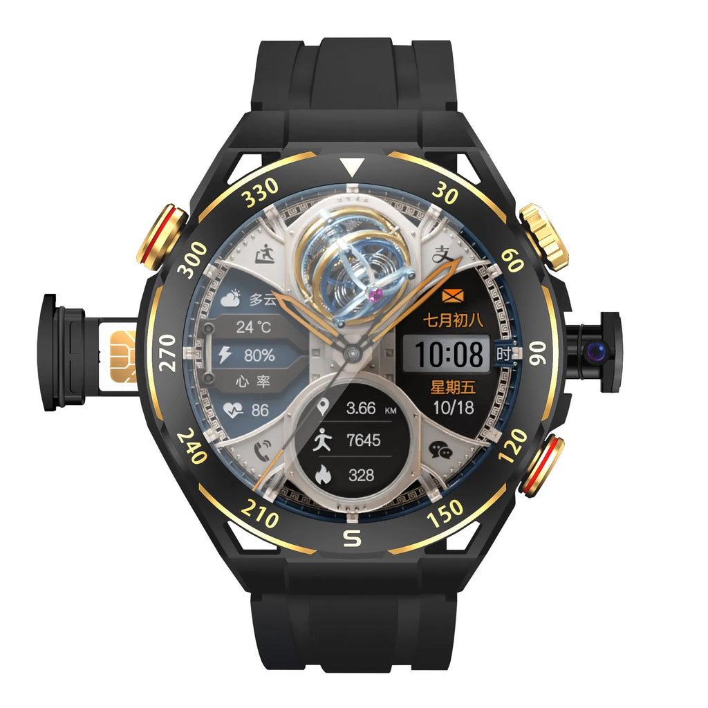 WS10 smart watch with black strap and AMOLED screen showing heart rate monitoring interface
