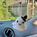 Hand-woven plush automobile hanging ornament with cartoon design for car interior decoration