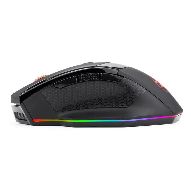 Black Redragon M801P dual-mode wireless and wired gaming mouse with nine buttons.