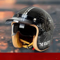 Adult motorcycle helmet with built-in goggles, ABS shell, multiple colours including Beige Highway and Black Dots
