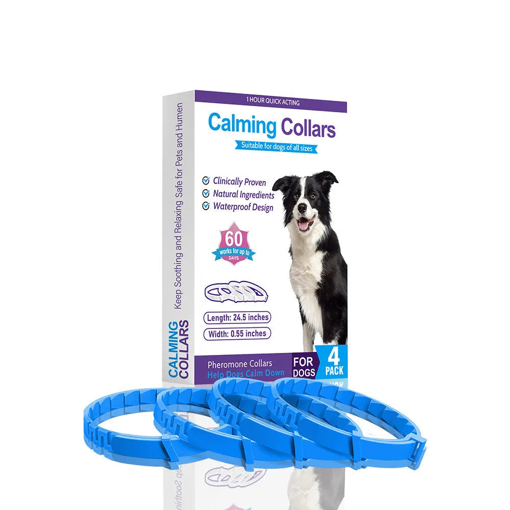 4-pack TPR dog soothing collars, monochrome, 62 cm, six colour options