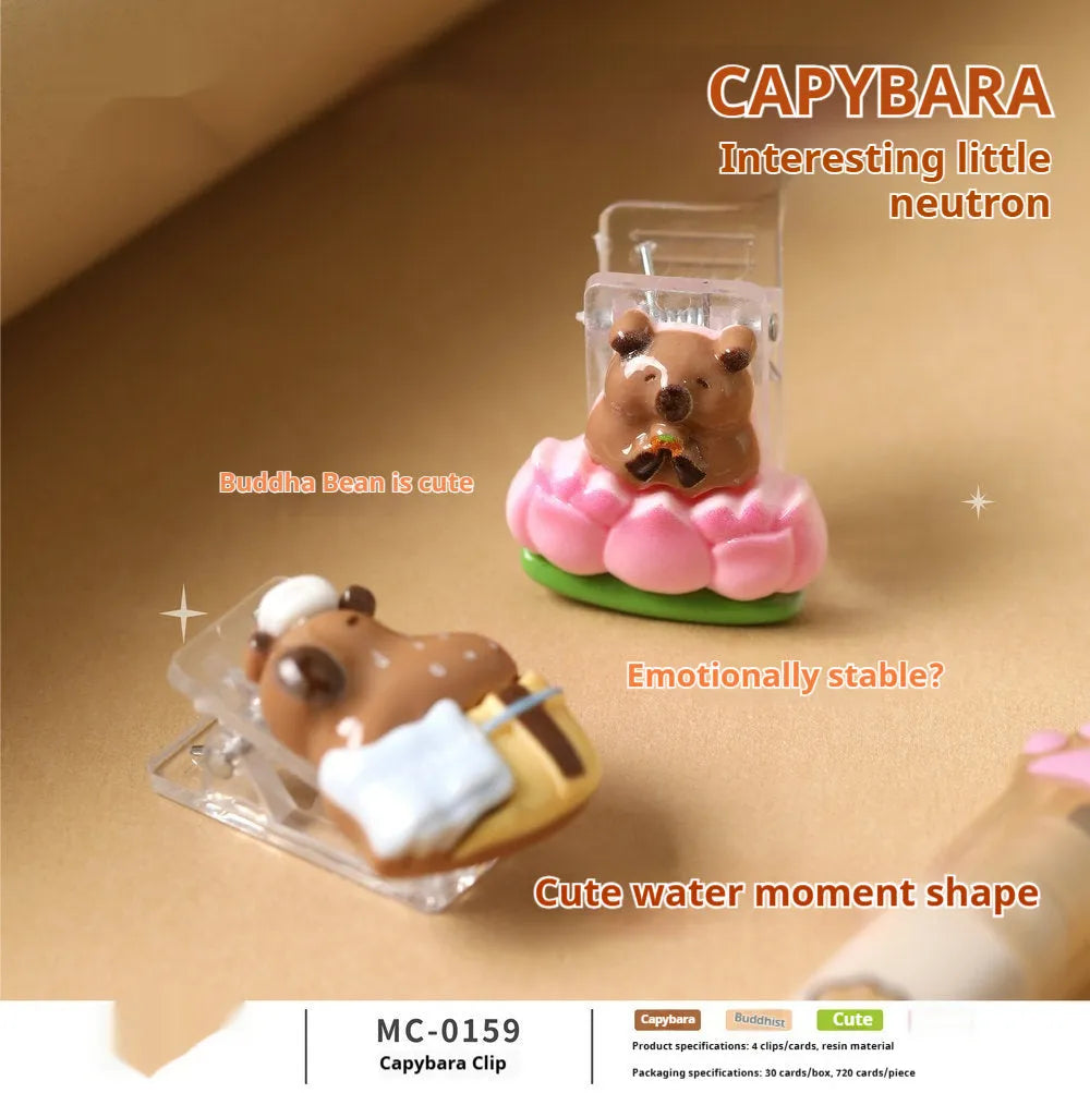 Set of 4 khaki cartoon fashion plastic barrettes, Capabala Clip Suit portable hair clips for women and girls