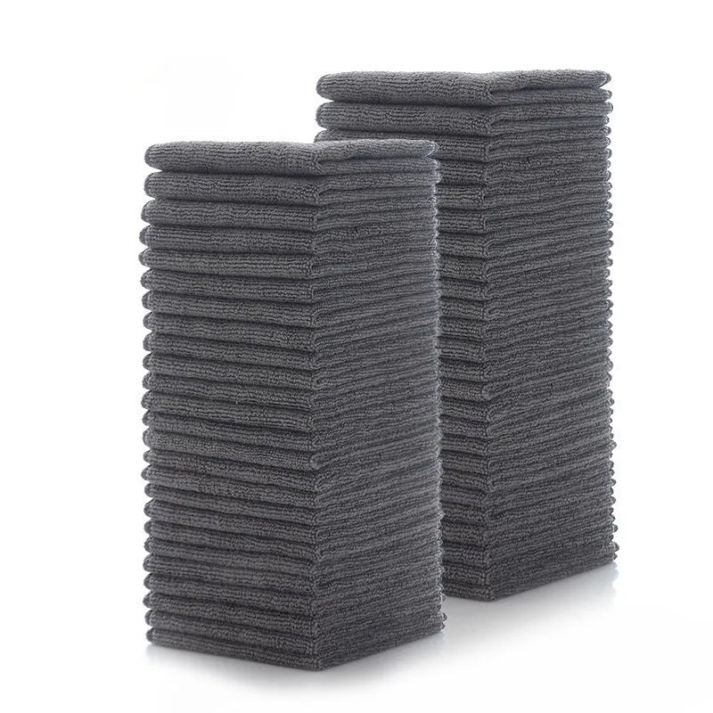 Grey square microfiber kitchen cleaning cloth for oilproof pot and bowl cleaning.