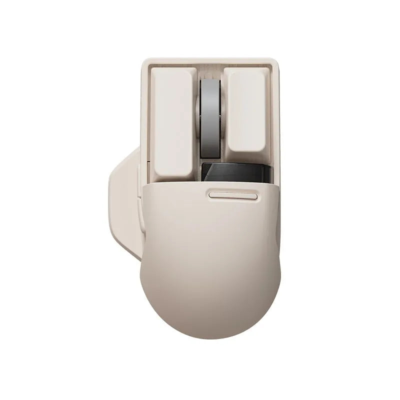 Xiaoqiao Three Mode Wireless Mouse in Tofu Colour with USB receiver and Type-C cable.