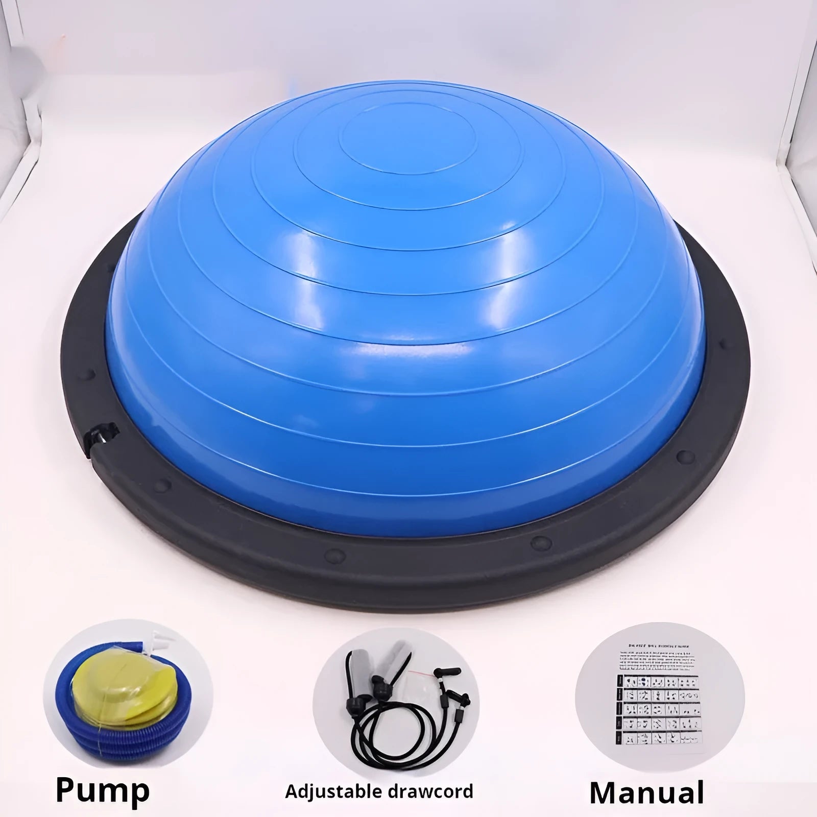46cm glossy wave velocity yoga balance ball in blue on a white background