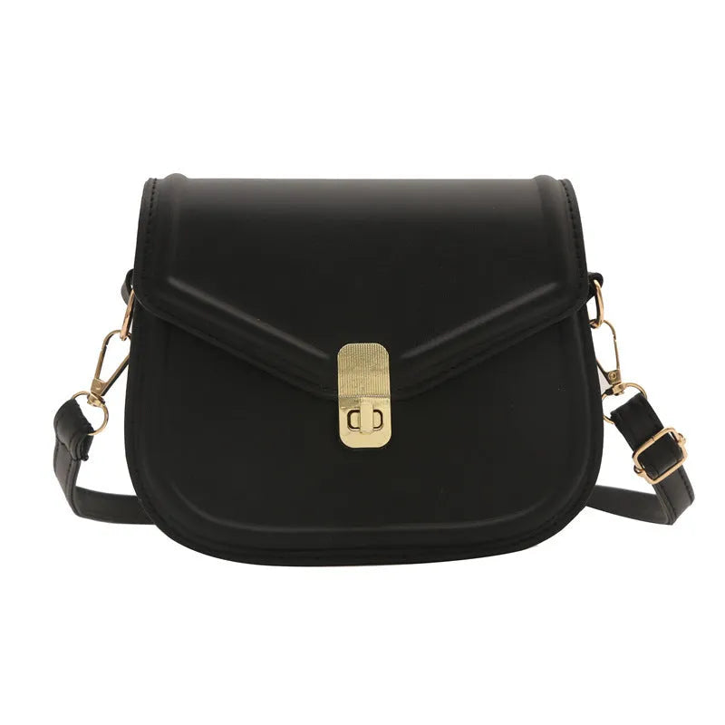 Soft PU leather clamshell messenger bag in horizontal square shape, shown in khaki colour.