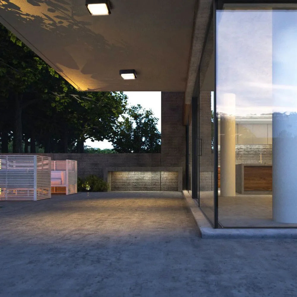 Corridor insect-proof ultra-thin outdoor ceiling lamp with powder coated plastic shade in warm white