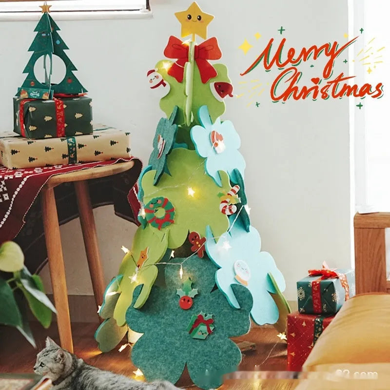 110cm XINGX felt Christmas tree with star light and original felt flower make-a-fortune design for Christmas landing décor