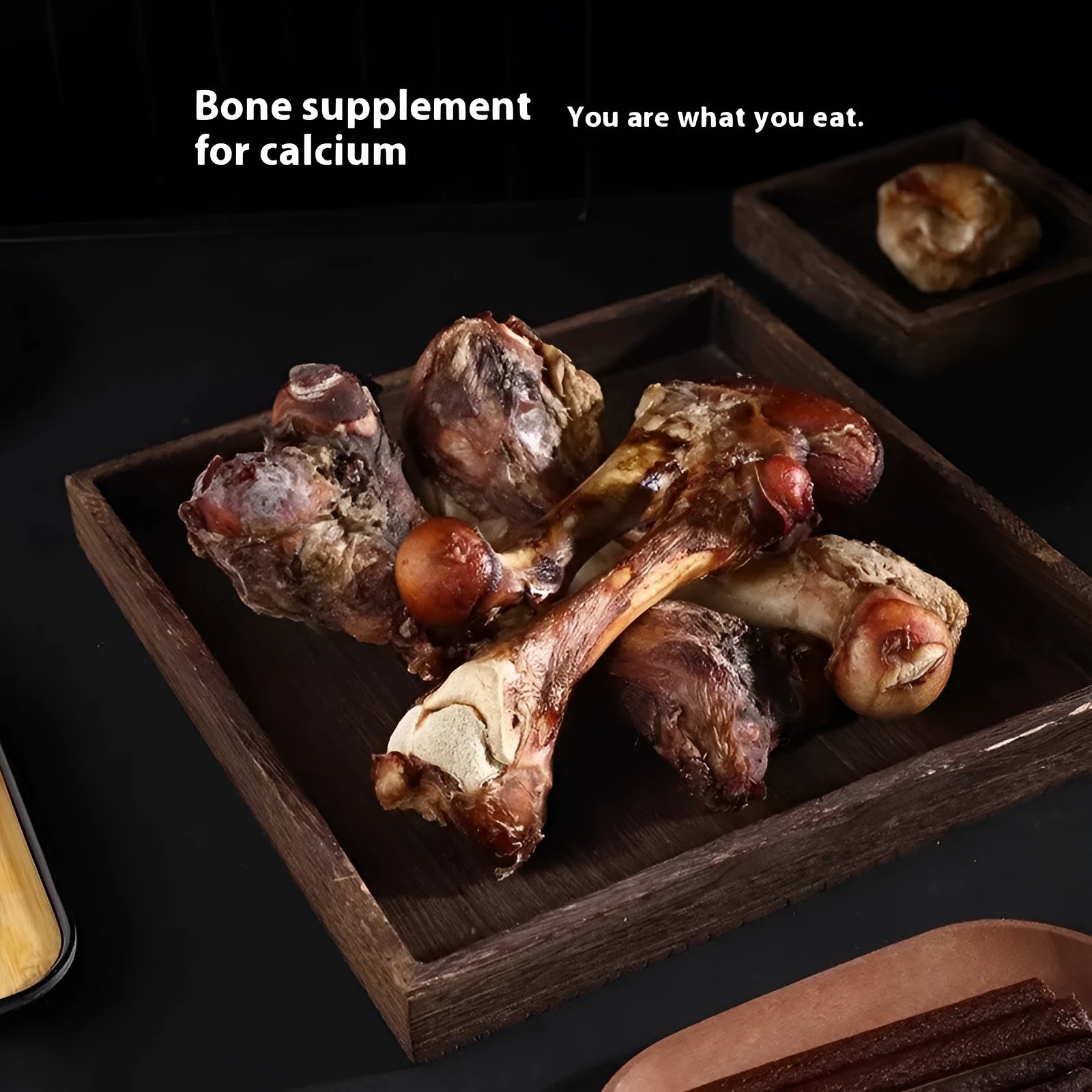 Large, Medium, Small puppy molar rod chew on a white background, roasted ox bone flavour.