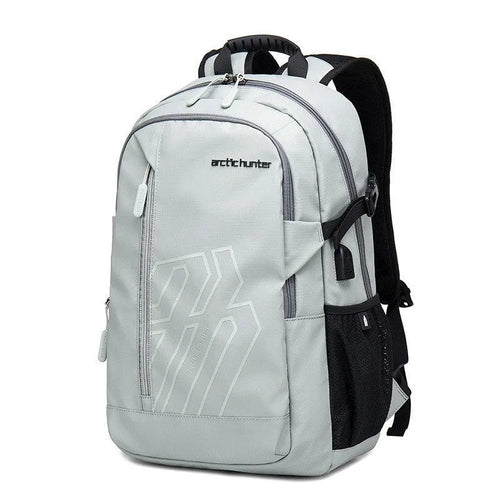 Blue plaid patterned 18 inch casual polyester laptop backpack with a curved shoulder strap.