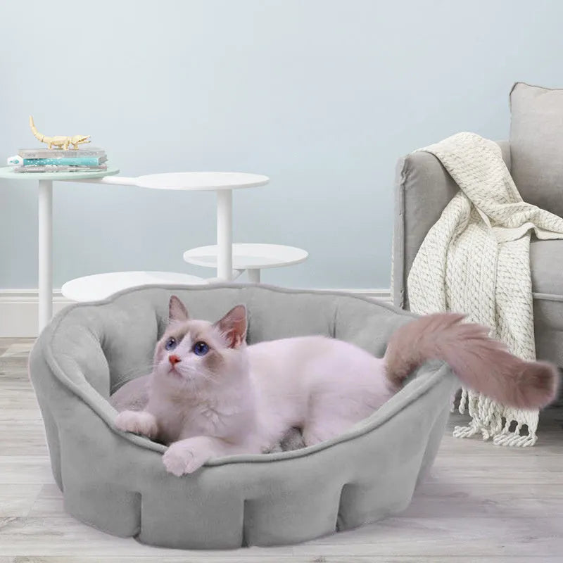 Plush thickened cat kennel mat house with removable hammock in grey green pink yellow colours