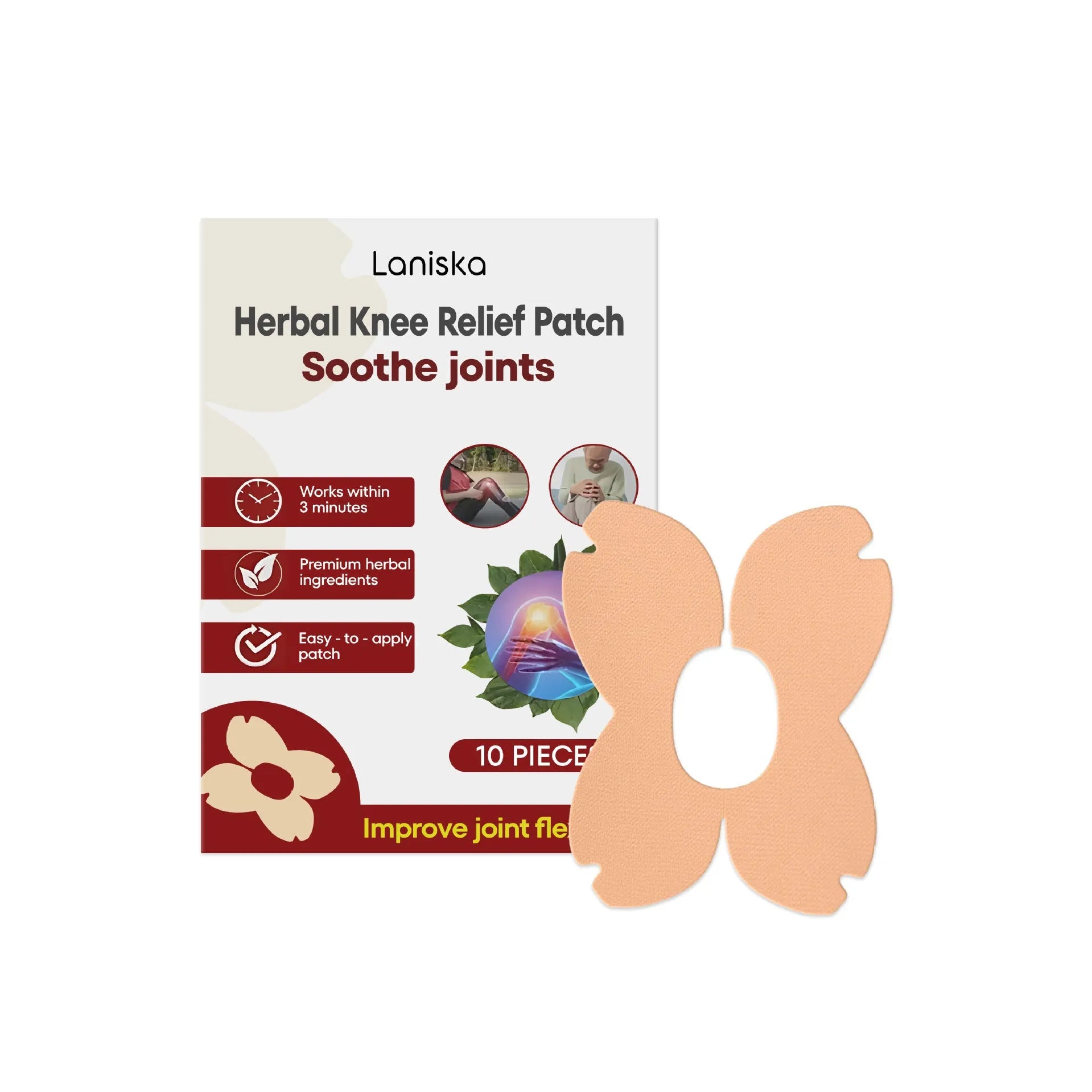 LANISKA herbal joint care adhesive bandage 10 piece pack with moxa leaf and menthol ingredients
