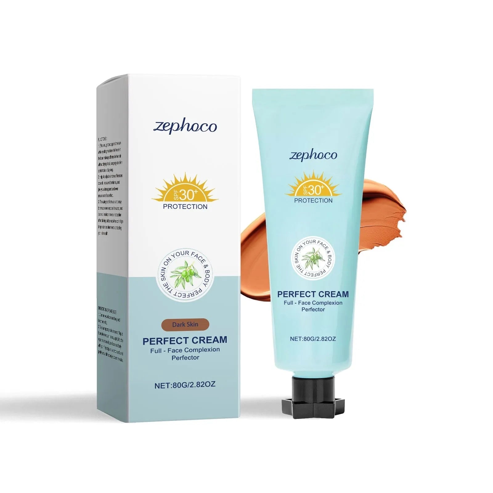 30ml bottle of Curdling Sunscreen Moisturising Liquid Foundation in three shade options: Dark Skin, Ivory White, Natural Colour.