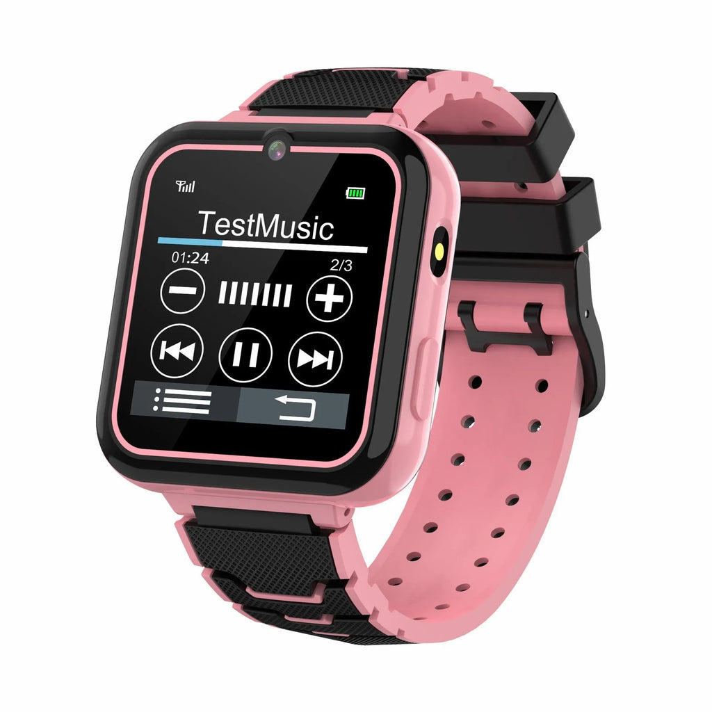 Children's smart bracelet watch with 1.54 inch touch screen, silicone strap and 480 mAh battery, in pink, blue or black