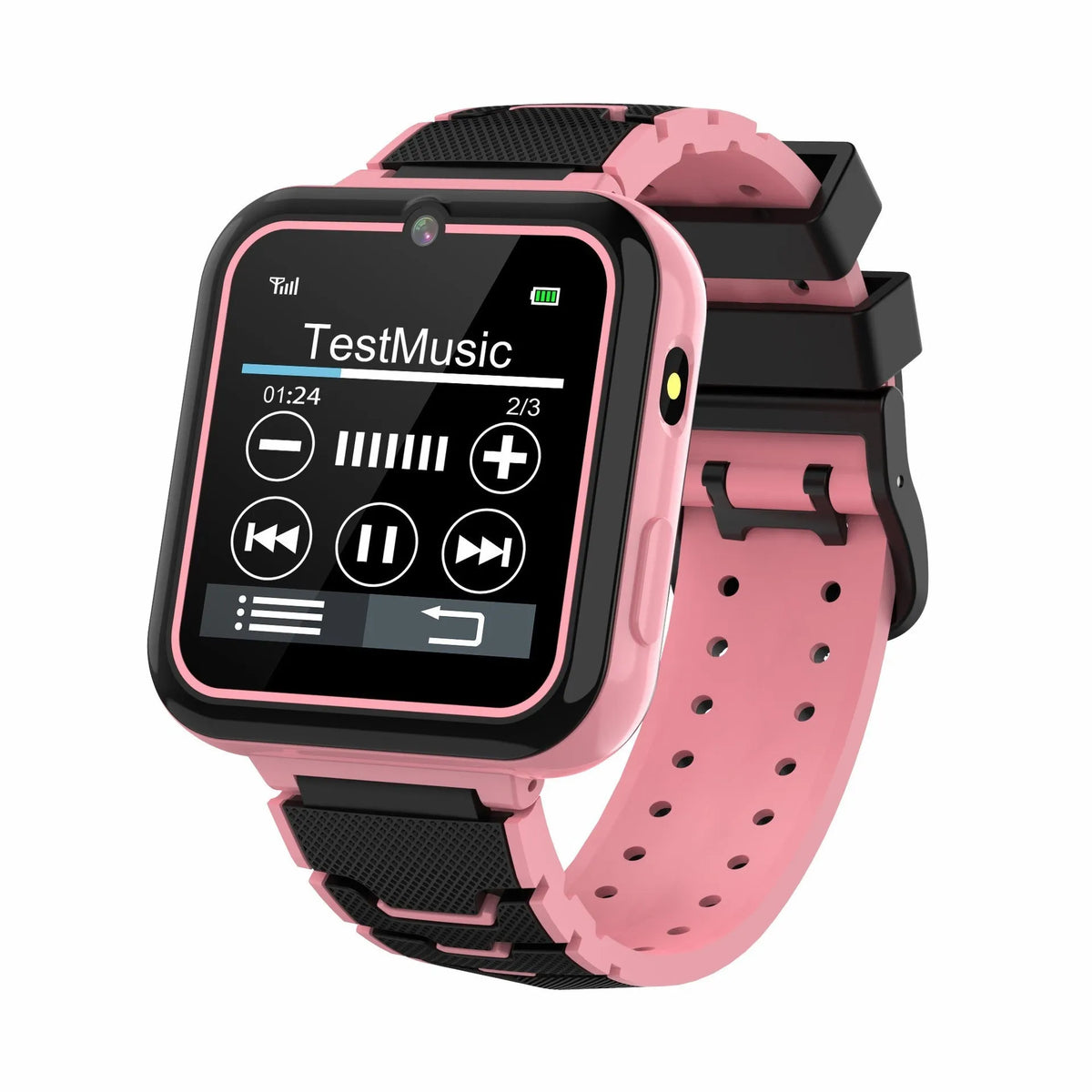 Children's smart bracelet watch with 1.54 inch touch screen, silicone strap and 480 mAh battery, in pink, blue or black