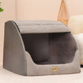 Classic gray removable washable dog bed with matching blanket for medium to large dogs