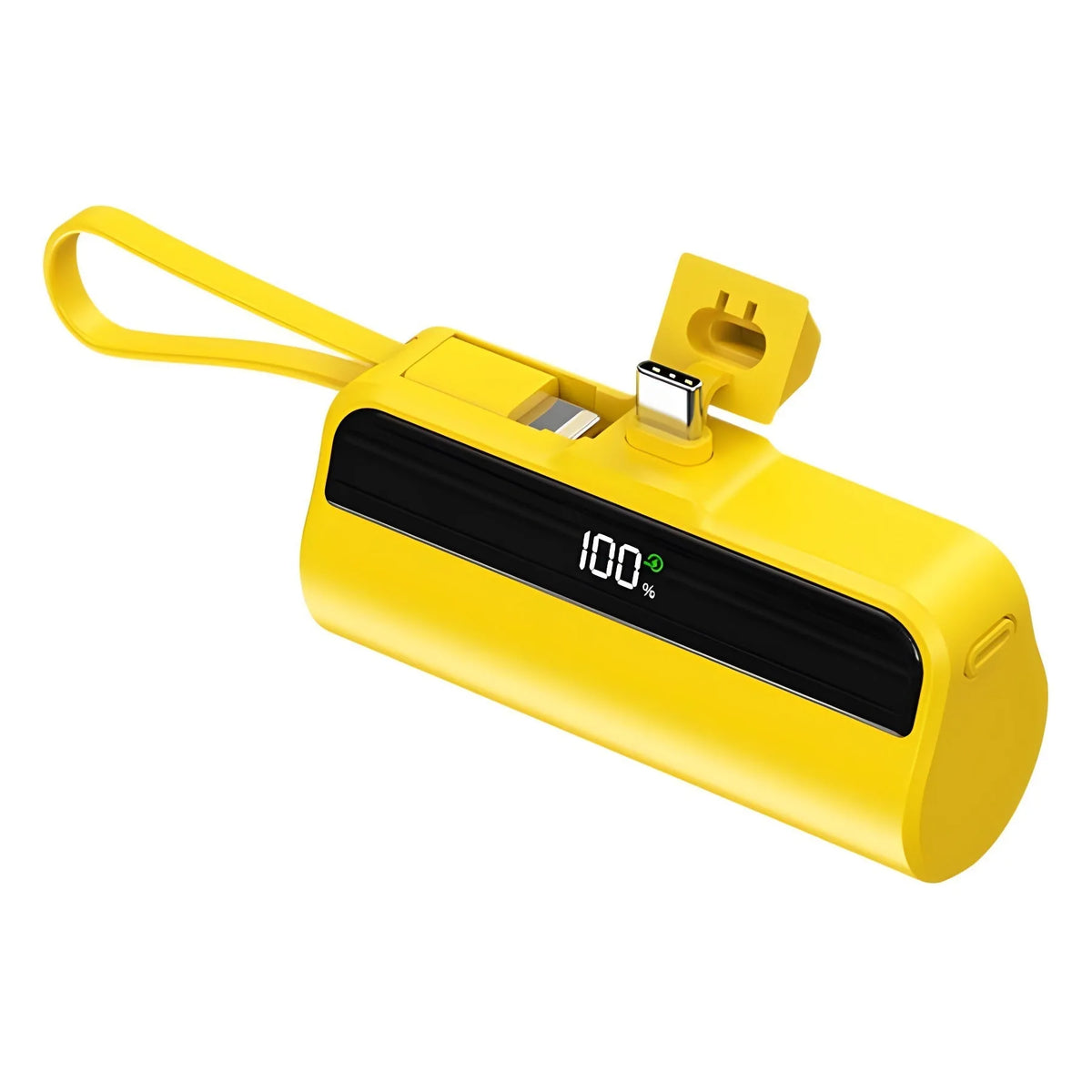 Compact capsule power bank in black, white, yellow, green, rose or beige, 79mm x 33.5mm x 27mm