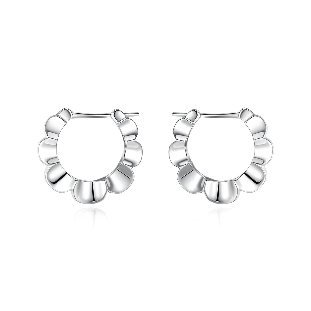 Sterling silver geometric earrings with round elements in retro simple elegant style