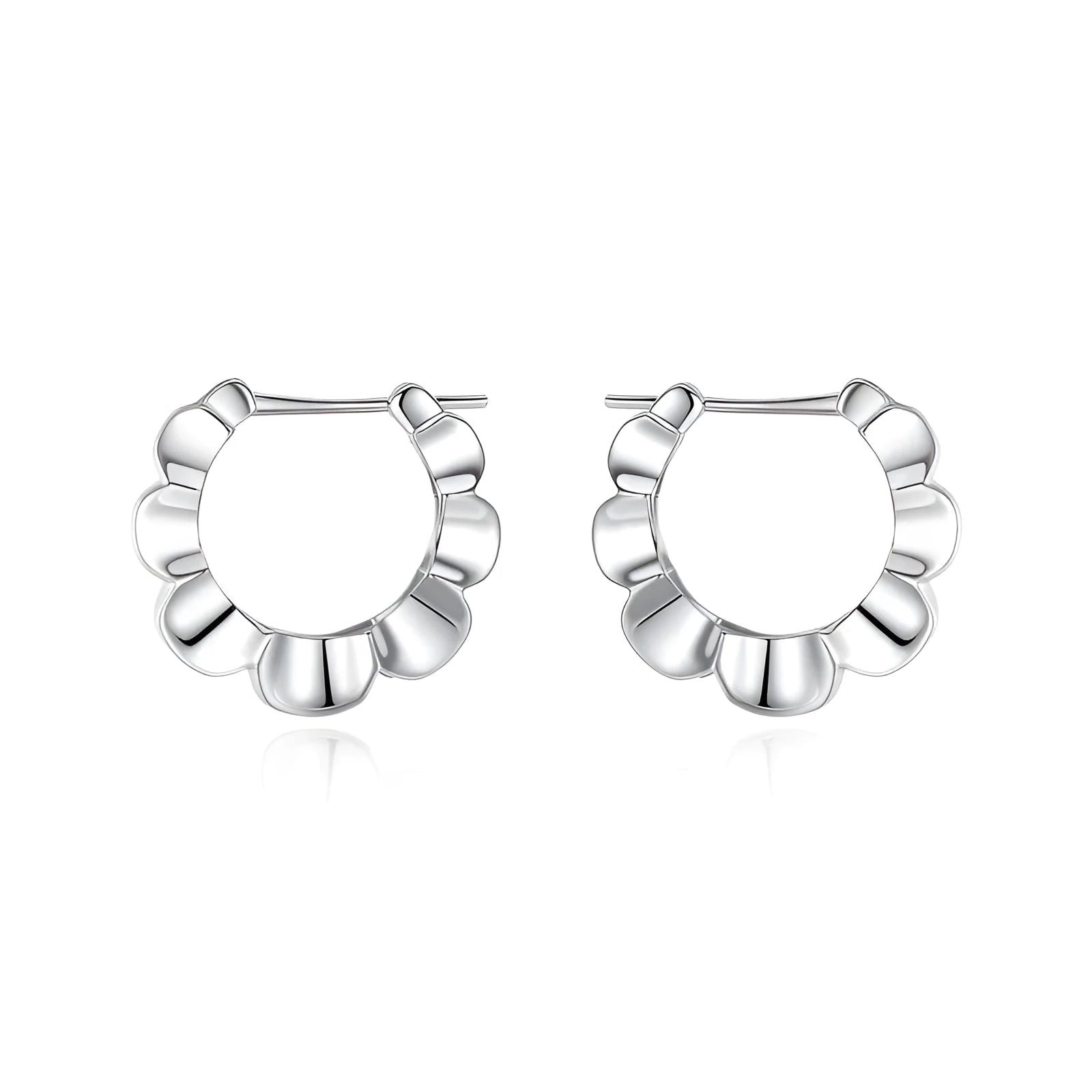 Sterling silver geometric earrings with round elements in retro simple elegant style