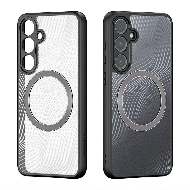 Black frosted magnetic phone case for Samsung S24 S24 Plus S24 Ultra with anti-fingerprint finish