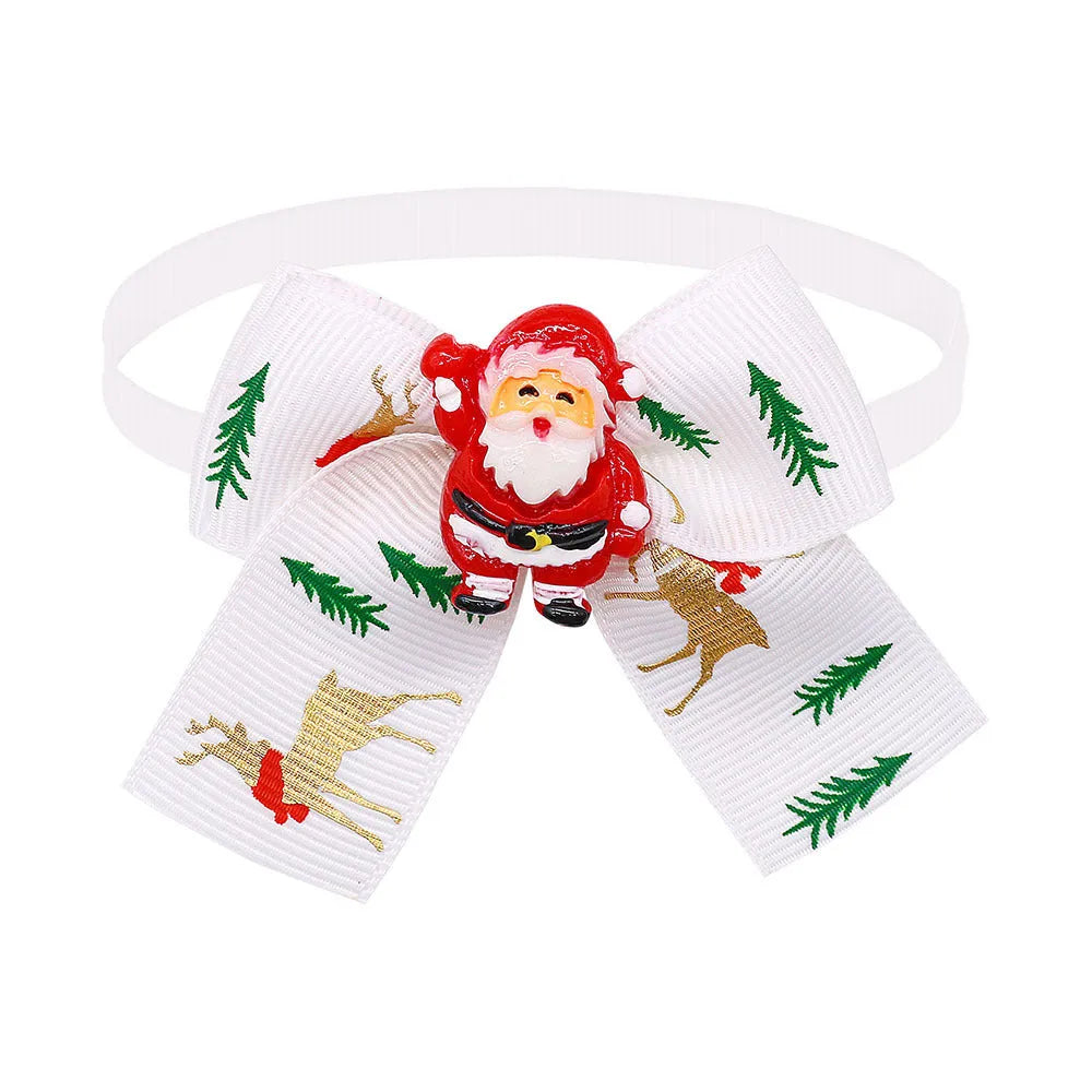 Red and green Christmas pet bow tie with British-style design for dogs and cats