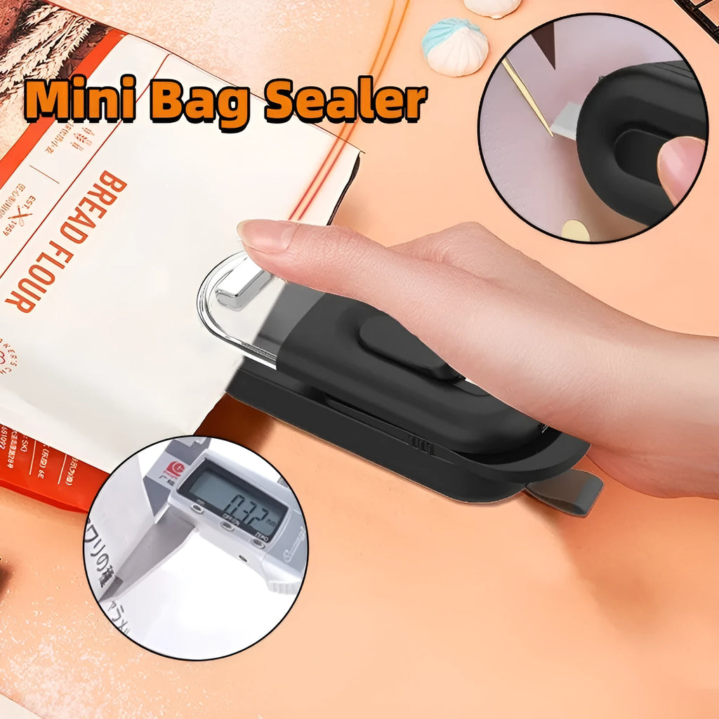 Handheld ABS bag sealer and resealer, 100x38x35mm, in black, white or Lake Blue