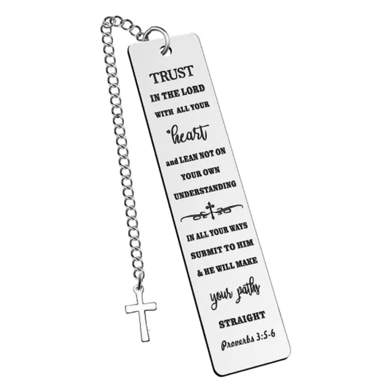 Stainless steel metal bookmark with European style design in steel colour for Bibles and books