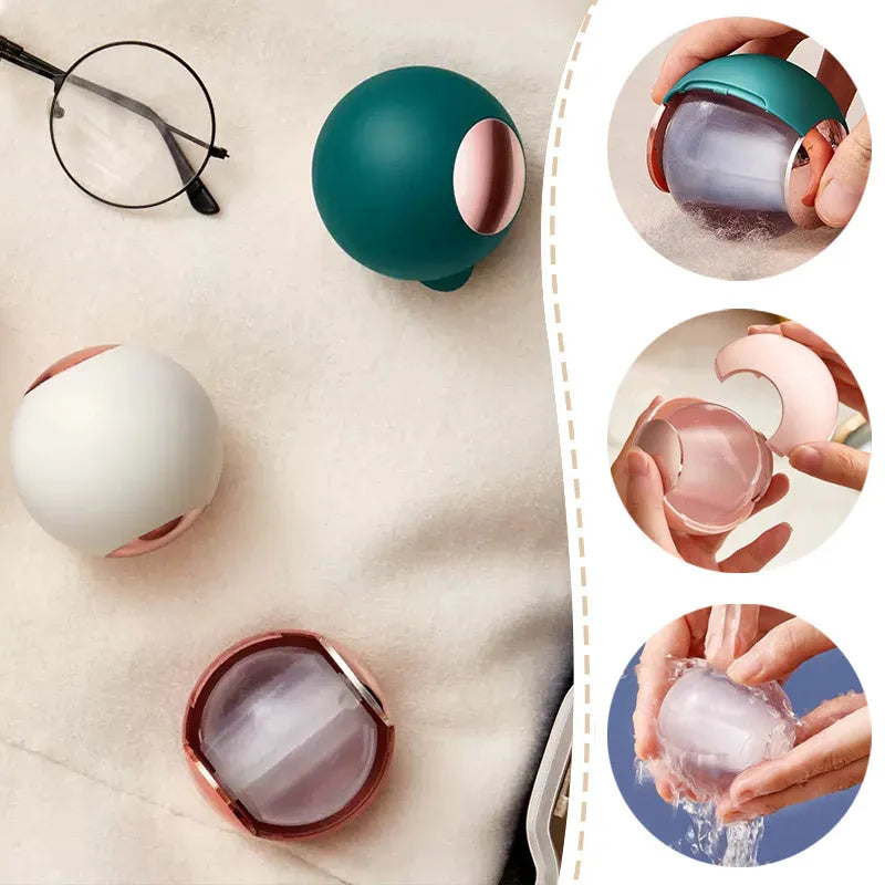 Reusable ABS hair removal ball lint roller in pink, showing handle and sticky roller surface.