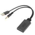 Black Car AUX Bluetooth Audio Receiver with USB and 3.5mm jack ports.
